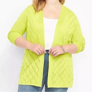 Lane Bryant Green Knit Open-Front Long Sleeve Open Front Cardigan Size 14/16